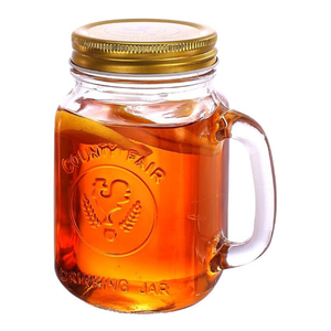 Custom Logo Wide Mouth Glass Mason Jar With Metal Lids