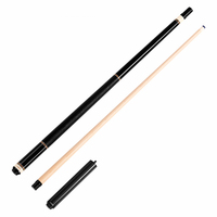 Queue de billard professionnelle en érable avec joint central |   Manche hybride léger en bois de 147 cm (noyau en tube de carbone) avec poignée en cuir texturé