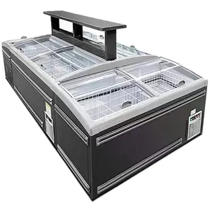 Refrigerated meat frozen food OEM factory display island case freezer