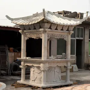 Özelleştirilmiş hint dini tarzı dört köşe Pavilion beyaz mermer taş Gazebo