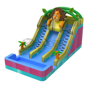 Tobogán Acuático Inflable de Dibujos Animados de <span class=keywords><strong>León</strong></span> para Exteriores, 11x6m, PVC Resistente, 1 Zona de Escalada, 2 Zonas de Deslizamiento, Capacidad para Más de 500 kg, Más de 10 Pasajeros - Product Image 2