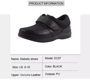 Meilleure qualité orthopédique chaussures en cuir médical Patients diabétiques orteil de sécurité semelle intérieure en caoutchouc printemps automne modèle large oedème chaussures - Product Image 6