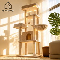 Arbre à chat multifonctionnel grand format à 6 niveaux avec poteaux à gratter en sisal, hamac et balles suspendues - Beige, sans assemblage, vente en gros
