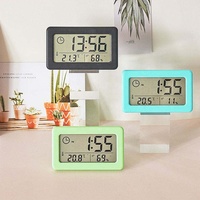 Termómetro Digital LCD de temperatura y humedad para interiores, reloj digital con pantalla LCD, multitermómetro, higrómetro