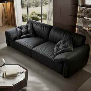 Sofá Seccional de Cuero Estilo Italiano GEDO 2026 de Tres Plazas con Orejas de Elefante, Muebles para Sala de Estar, Juego de Sofás - Product Image 4