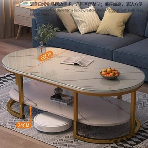 Mesa de té de vidrio templado minimalista moderna para apartamentos pequeños Mesa de sofá lateral de sala de estar de lujo Mesa de centro famosa de Internet - Product Image 4