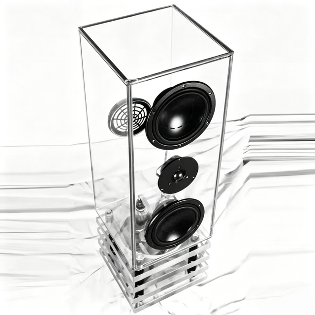 Custom Acrylic Bass Speaker High Transparent DIY Audio Enclosure Cabinet, Polished Lucite Bass Speaker Case for Home Studio