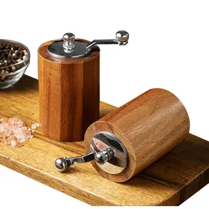 Классическая цилиндрическая шлифовальная машина для дерева, перца, великолепные деревянные керамические лезвия, улучшенная металлическая ручка, мельница для соли и перца