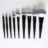 Pinceaux de maquillage YRX de haute qualité, 9 pièces, ensemble de pinceaux de maquillage de marque de luxe noir mat, ensemble de pinceaux correcteurs de luxe