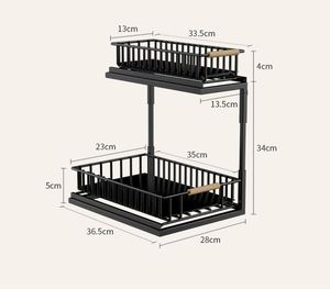 Solid Wood Durable <b>Kitchen</b> Storage Cabinet Modern Carbon Steel Shelf Multi-Functional Seasoning <b>Rack</b> - Product Image 5