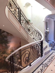 Nhà Máy Bán Cao Cấp Trong Nhà Trang Trí Cầu Thang Thép Lan Can Cầu Thang <span class=keywords><strong>Wrought</strong></span> Sắt Lan Can Sắt Cầu Thang Lan Can Thiết Kế - Product Image 5