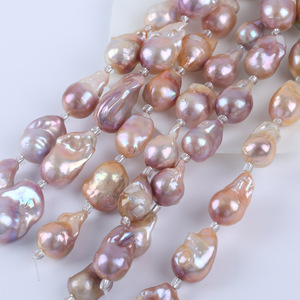 Perles d'eau douce baroques de forme naturelle, violettes, 15-18 mm, 18 cm, pour bracelet DIY, perles colorées en vrac - Product Image 1