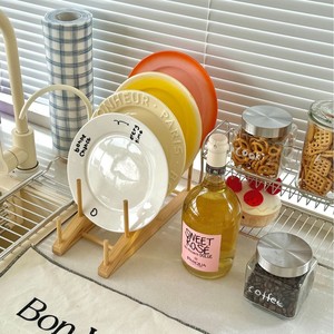 Bamboo Dish Drainer <b>Rack</b> For <b>Plates</b> Cups Saucers Kitchen Countertop Storage Quick Dry Multipurpose - Product Image 1
