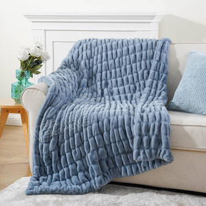 Chăn lông minky cao cấp hai lớp, dày 1000GSM, nặng 5lbs, mềm mại, dày dặn, chất liệu lông thỏ giả, dùng cho phòng ngủ và ghế sofa - Product Image 2