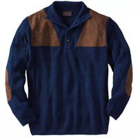 Herren Übergröße Extra Langer Patchwork Casual Strick-Rollkragenpullover