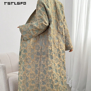 Abaya de luxe élégante vert émeraude, broderie en fil d'or, style marocain, kaftan à manches longues, robe de soirée printemps pour femmes - Product Image 4