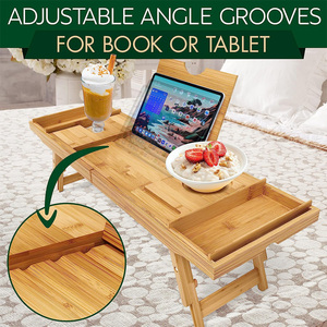 <span class=keywords><strong>Porte</strong></span>-savon en verre à vin Caddy Plateau de petit-déjeuner <span class=keywords><strong>Baignoire</strong></span> et lit imperméables en bambou avec bras coulissants pliants Table de <span class=keywords><strong>baignoire</strong></span> en bois - Product Image 4