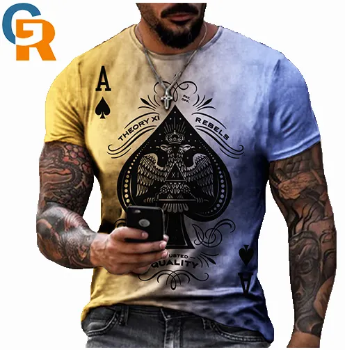Wholesale men fashion graphic short sleeve t-shirt 3d digital print casual polyester men crewneck t-shirt