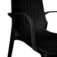 Fauteuil de salle à manger en plastique PP empilable noir design en rotin pour balcon jardin patio porche