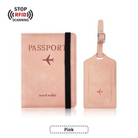Ensemble de porte-cartes de bord en cuir PU avec marquage à chaud, étui pour passeport et étiquette de bagage, blanc uni, tendance