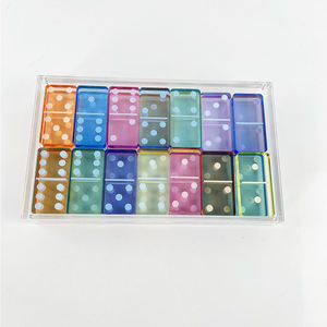<span class=keywords><strong>Domino</strong></span> en acrylique personnalisé avec boîte de rangement en acrylique transparent Double Six dominos Décoration intérieure 28 pièces Lucite Mini Dominos Set - Product Image 4
