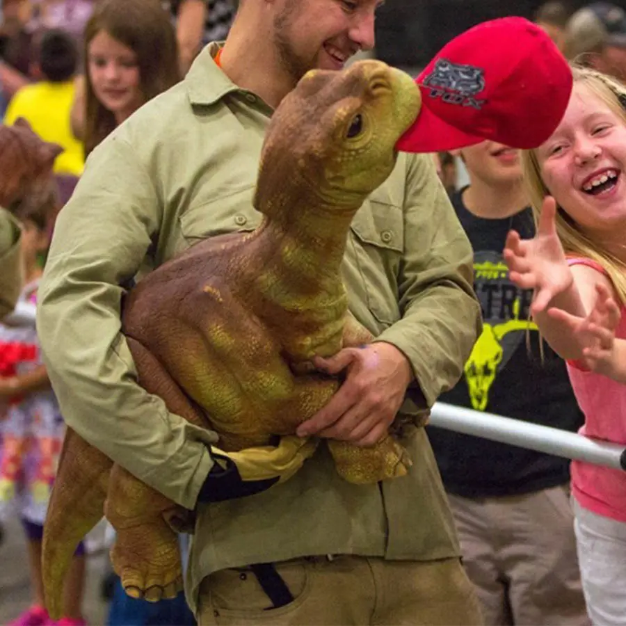 Dinosaurio de goma 3D para bebé, bonito dinosaurio de la ciudad, títere de mano