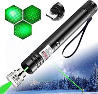 Lampe torche tactique rechargeable haute puissance avec ampoule LED à capuchon réglable, longue portée, pointeur laser vert pour le camping