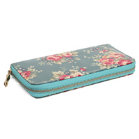 Dompet koin dompet tempat kartu ID desainer Dompet Clutch wanita panjang Floral laminasi kanvas dompet koin