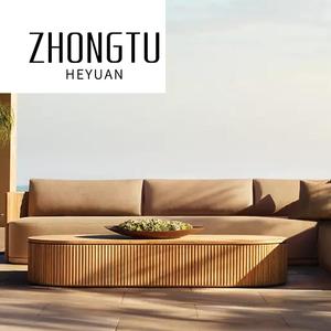 Sang Trọng Ngoài Trời Đồ Nội Thất Khách Sạn Sân Vườn Hiện Đại Patio Biệt Thự Khu Nghỉ Mát Phòng Chờ Tự Nhiên Gỗ Tếch Striata Hình Chữ Nhật Bàn Cà Phê - Product Image 2