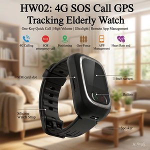 Localizzatore GPS Impermeabile per Anziani con Allarme SOS, Rilevamento Cadute, Geo-Fence, Monitoraggio Cardiaco e 4G - Orologio di Localizzazione per Anziani - Product Image 1