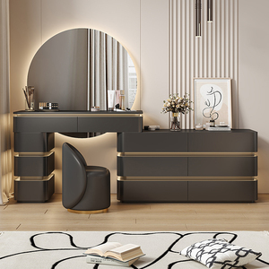 Muebles de Dormitorio, <span class=keywords><strong>Tocador</strong></span> <span class=keywords><strong>con</strong></span> Espejo LED para <span class=keywords><strong>Mujer</strong></span>, <span class=keywords><strong>Tocador</strong></span> Moderno y Minimalista de Lujo - Product Image 6