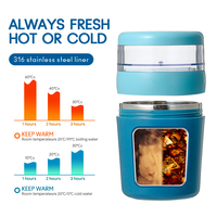 Bocal alimentaire isotherme portable double couche 650 ml en acier inoxydable 304 avec cuillère pliable, anti-fuite, pour flocons d'avoine et yaourt