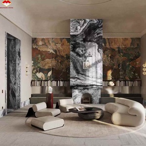 Panneaux de marbre noir du Caucase naturel avec veines blanches, polis pour la décoration de cheminée, mur de télévision - Product Image 2