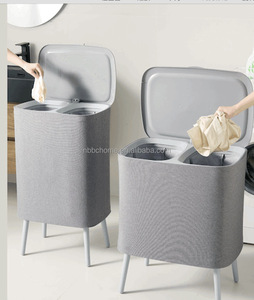 Panier à linge en tissu avec couvercle à pédale, panier à linge à ouverture par le haut, anti-odeurs, 60L, panier à linge portable avec poignées - Product Image 4