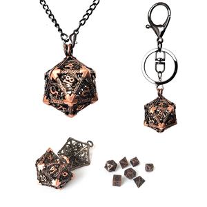 1Set de mini dés en métal du MDN avec collier creux en fer antique D20 Dice Case Antique Tiny Metal Dice Set D & D Keychain Portable - Product Image 6