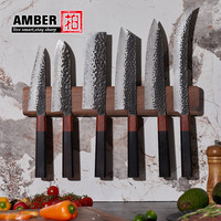 Ensemble de couteaux de cuisine professionnels Amber, manche en bois, 67 couches d'acier Damas japonais VG10 à haute teneur en carbone, tranchants