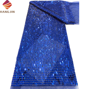 Luxus Shining <span class=keywords><strong>Sequence</strong></span> Lace Stoffe Mode Mehrfarbige Pailletten Stickerei Tüll Mesh Lace Stoff für Abend Party Kleider - Product Image 1