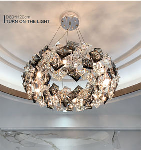 Nordic Modern square Crystal Luxury Pendant Light <b>Chrome</b> LED Hanging Lights K9 Crystal <b>Chandelier</b> - Product Image 3