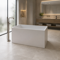 Baignoire autoportante moderne en acrylique blanc, conforme aux normes CE, gain de place, pour salle de bain d'appartement