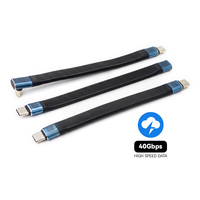 90 °   Câble USB4 Type C en forme de L, 40 Gbps, 240 W PD, câble plat en silicone court pour SSD externe, station d'accueil pour ordinateur portable