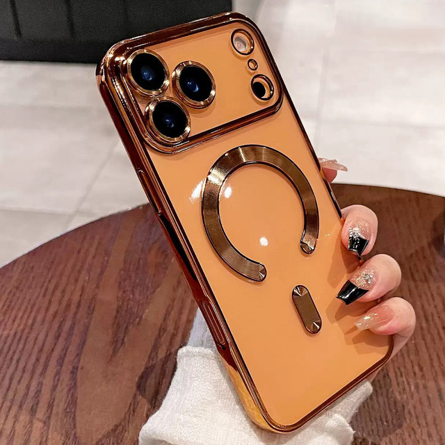 Qeeca Case for for Clear Electroplating Luxury Magnetic Ring Holder Shockproof Wireless Charging Soft TPU Cover 17 Air 17 Pro