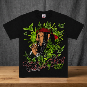 Camiseta Negra de Manga Corta para Hombre Chris King Snotty Nose, Estilo Urbano, Estampado de Personajes, Cuello Redondo, Corte Holgado, 100% Algodón, Antiencogimiento - Product Image 2