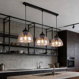 Lustre suspendu E27 à trois ampoules, abat-jour en verre, <span class=keywords><strong>luminaire</strong></span> suspendu pour îlot de cuisine, salon - Product Image 2