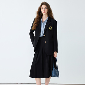 Women's Preppy Style Suit Skirt Set Midi Length Anti-Wrinkle Polyester Fabric For Office Commute Interviews - Product Image 4