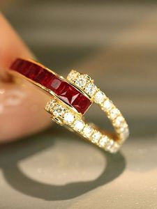 Xinfly Luxury 18K Gold <b>Fine</b> <b>Ring</b> 0.6CT Natural Ruby and 0.42CT Natural Diamond for Ladies' Parties - Product Image 2