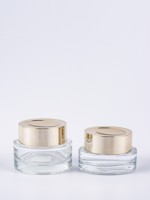 Pot en verre cylindrique transparent personnalisé de luxe 50g avec couvercle à vis en plastique pour crème visage et soins de la peau, marque TBglass, sérigraphie