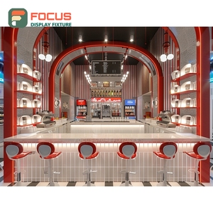 Freestanding Coffee Service Counter Condiment Station Cash Wrap Oak Finish Cafe Counter Display - Product Image 6