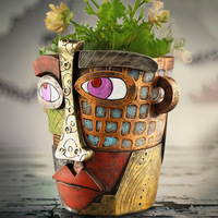 Abstrakter Harz-Blumentopf im Retro-Luxus-Vintage-Stil mit Epoxidbeschichtung, Picasso-Kunstvase für Garten und Heimdekoration, Langlebig und Umweltfreundlich