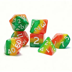 Set di dadi da gioco in resina acrilica poliedrica per adulti con bordo rotondo personalizzato arcobaleno - Product Image 4