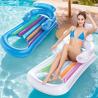 Vente en gros d'accoudoirs transparents en PVC pour lit flottant, matelas gonflable inclinable pour piscine extérieure, matelas à eau